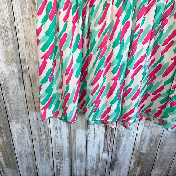 Jodifl Smocked Pink & Green Ruffle Sleeveless Blouse - Picture 4 of 5